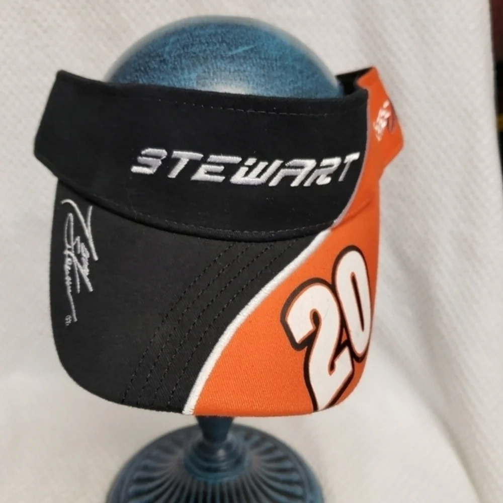 Nascar Racing Visor Stewart #20 Black Orange New‎ Adjustable